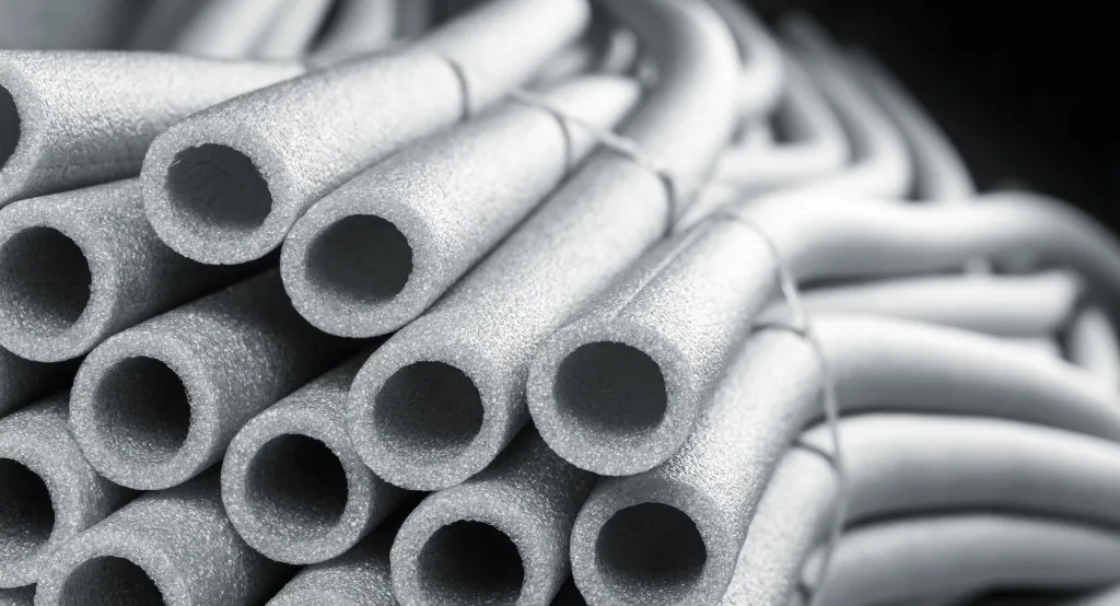 Csőszigetelő anyagok összekötve, halomban