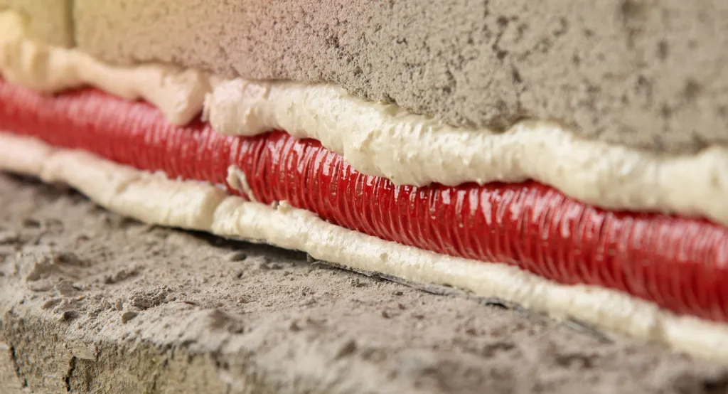 Falba épített, már leszigetelt cső képe